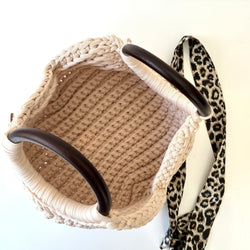 Crochet Cleopatra Purse w/wooden handle - Ivory - view 2