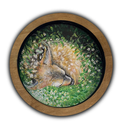 Fawn laying in the grass acrylic painting on wood #2