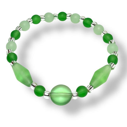 Tumbled Sea Glass Bracelet - peri/green