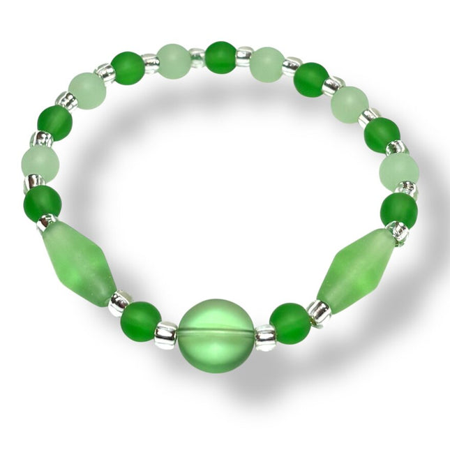 Tumbled Sea Glass Bracelet - peri/green