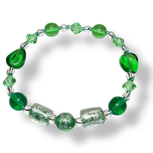 Venetian Glass Bracelet - Em/LtGrn