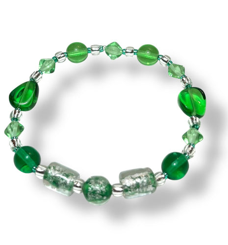 Venetian Glass Bracelet - Em/LtGrn