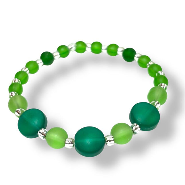 Tumbled Glass Bracelet - em/fern