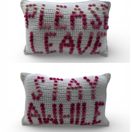 Please Leave - Stay Awhile Throw Pillow
