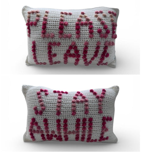 Please Leave - Stay Awhile Throw Pillow