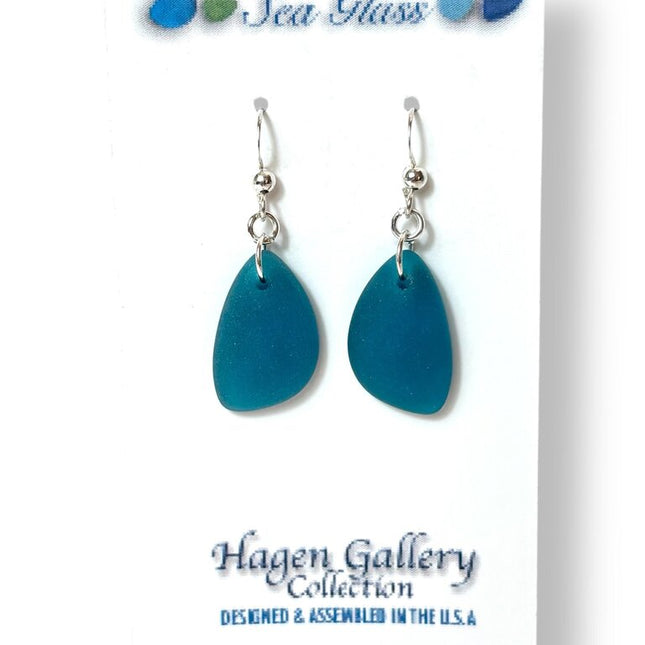 Tumbled Glass Earrings - Eclipse - Teal