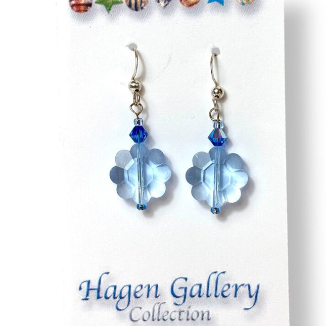 Swarovksi Crystal Earrings - Lt Sapphire Flower