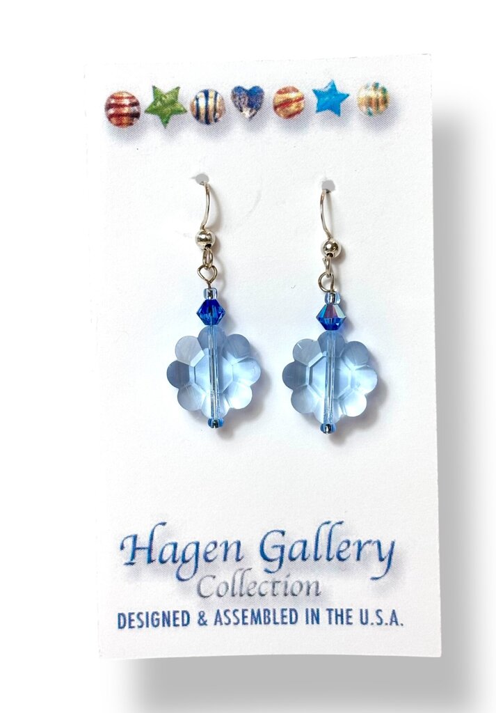 Swarovksi Crystal Earrings - Lt Sapphire Flower