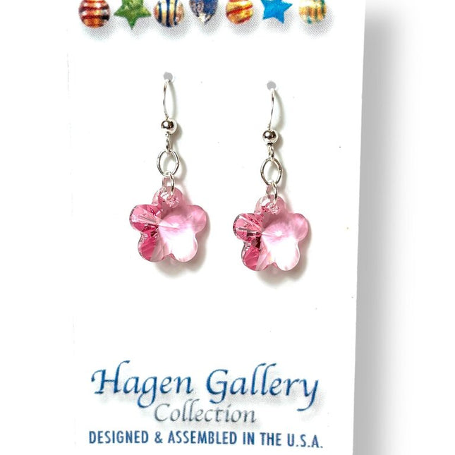 Swarovski Crystal Earrings - Flowers - Light pink