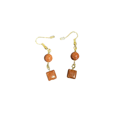 Crochet necklace and earring set Mookaite and goldstone - view 2