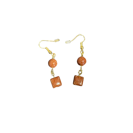 Crochet necklace and earring set Mookaite and goldstone