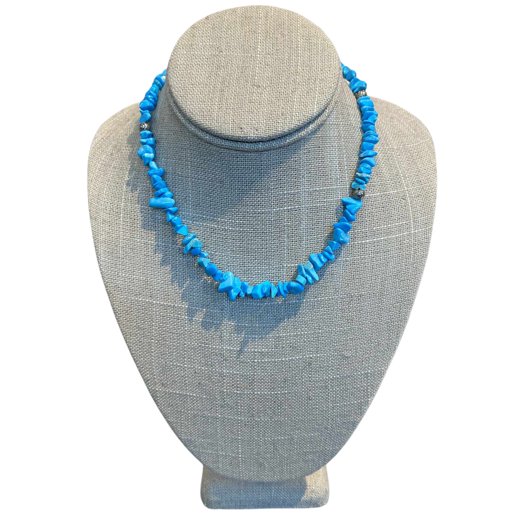 BLUE HOWLITE SINGLE STRAND NECKLACE