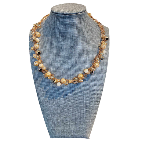 Crochet necklace copper elegance