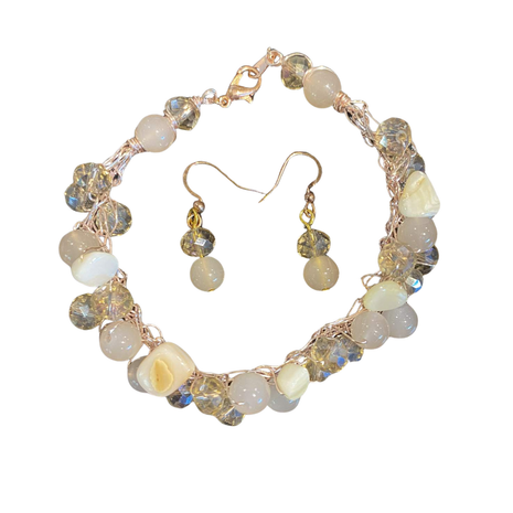 CROCHET NECKLACE BRACELET EARRINGS SET