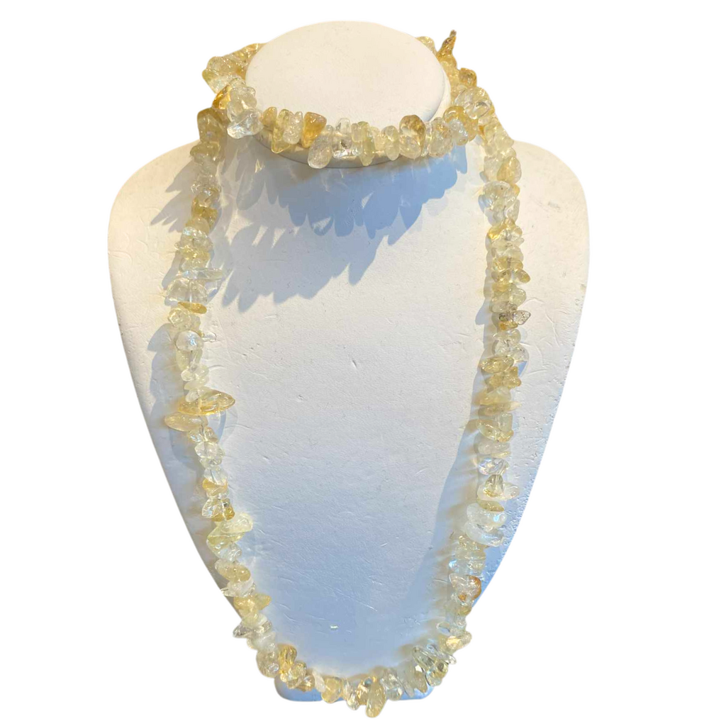 CITRINE CHIP BEAD NECKLACE AND BRACELET SET