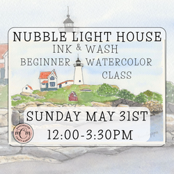 05/31 Nubble Light House Ink and Wash Beginner Watercolor Class - view 1