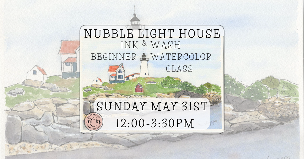 05/31 Nubble Light House Ink and Wash Beginner Watercolor Class