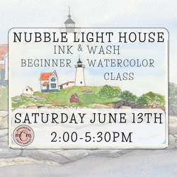 06/13 Nubble Light House Ink and Wash Beginner Watercolor Class - view 1