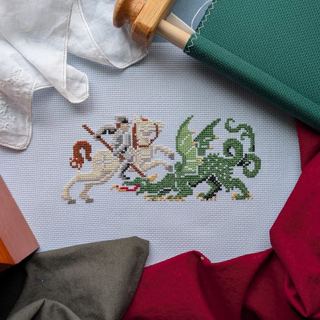 Knight Slaying the Dragon Fierce Cross Stitch Kit