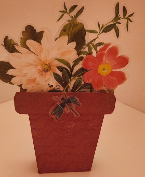 Flowerpot Card/Blue Dragonfly