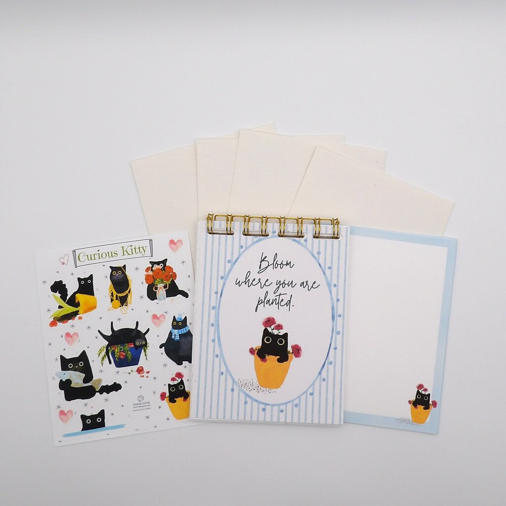 Blooming Cat Stationery Set
