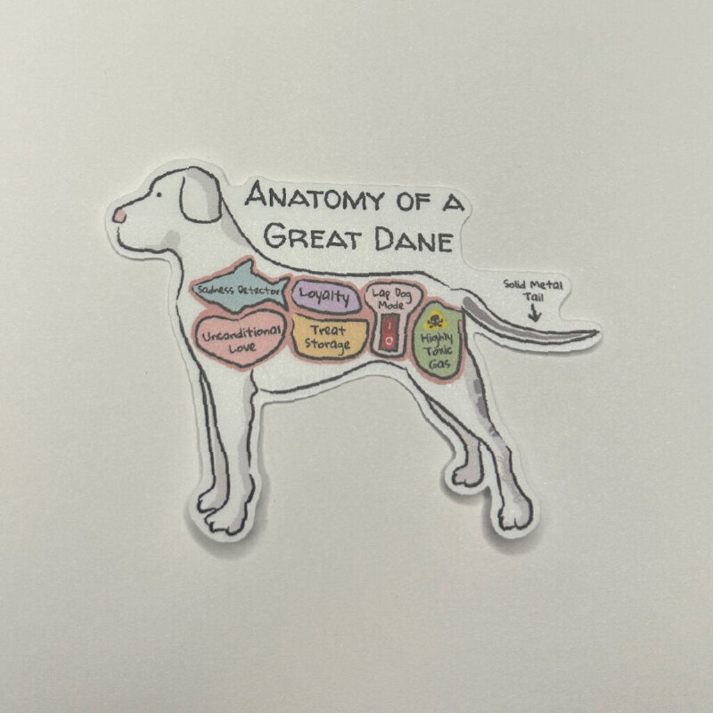 Anatomy of a Great Dane Sticker
