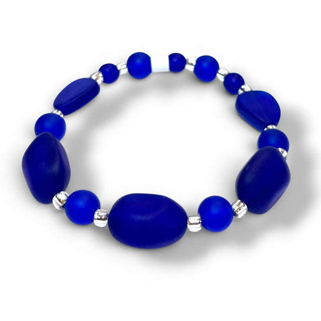 Tumbled Glass Bracelet - Cobalt