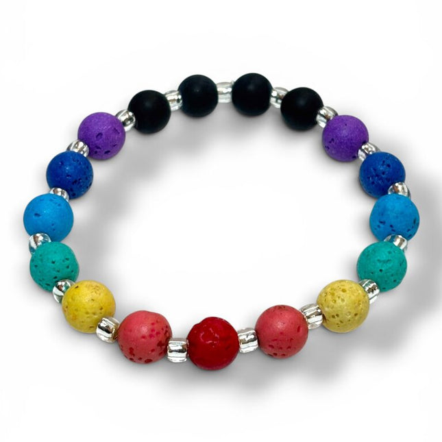 Lava Bead Bracelet - Pride Flag