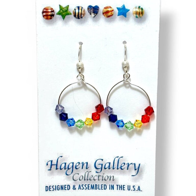 Swarovski Crystal Earrings - Pride rainbow hoop