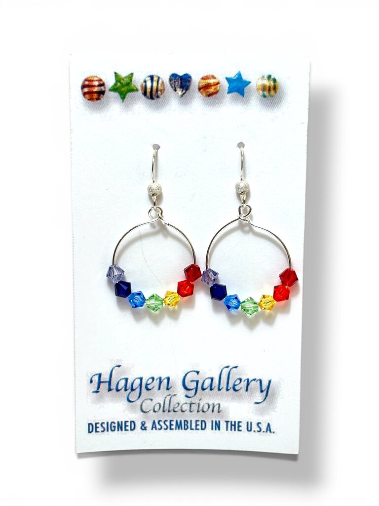 Swarovski Crystal Earrings - Pride rainbow hoop