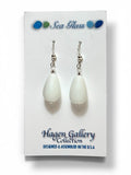 Tumbled Glass Earrings - White tear