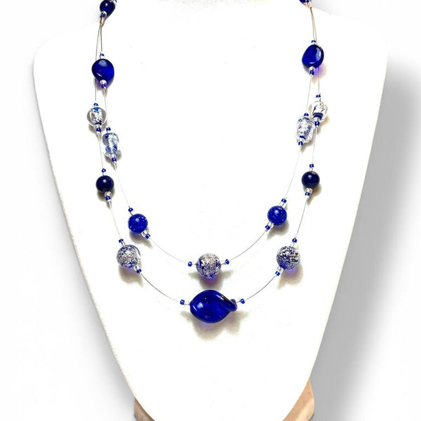 Venetian Glass Necklace - Dbl - Cob.sil