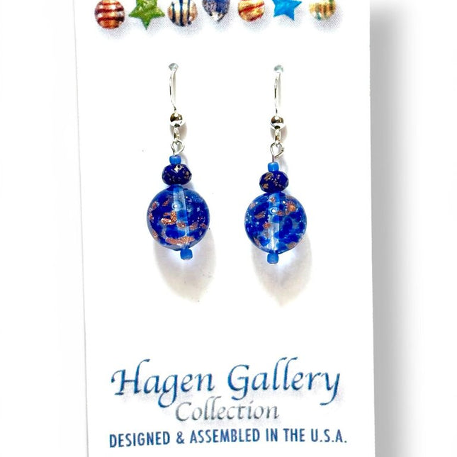 Venetian Glass Earrings - Cobalt Dbl Rd