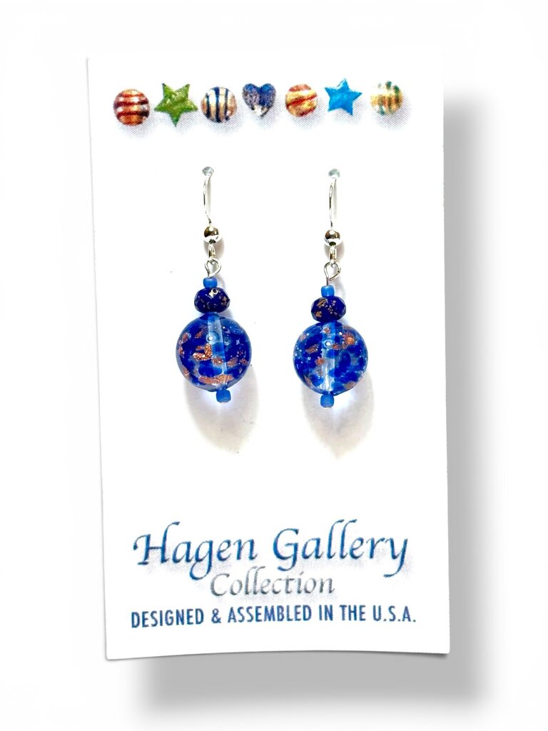 Venetian Glass Earrings - Cobalt Dbl Rd