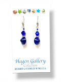 Venetian Glass Earrings - cobalt - double bicone