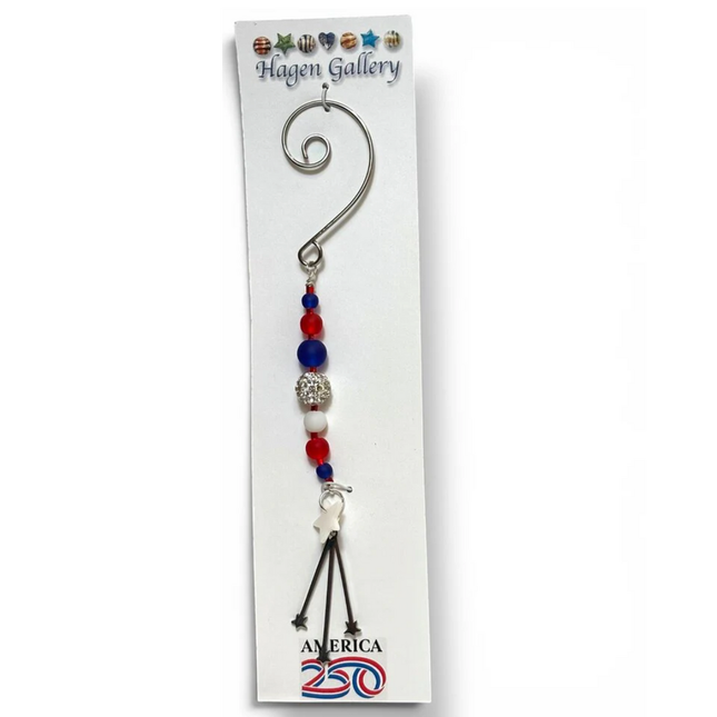America 250 Ornament - Tumbled Glass shooting star