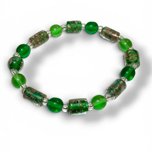 Venetian Glass Bracelet - Green/copper