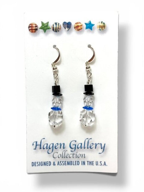 Swarovksi Crystal Earrings - Snowmen - clear/Blu