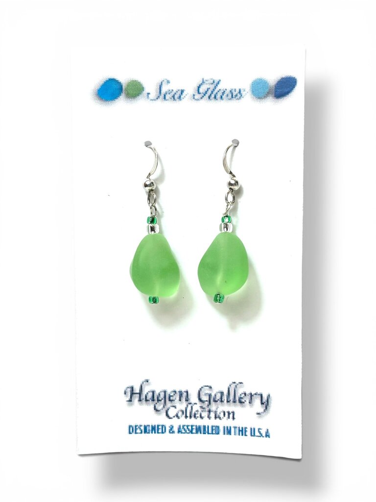 Tumbled Glass Earrings - Nuggets - Lt Peri