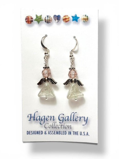 Venetian Glass Earrings - angels - white