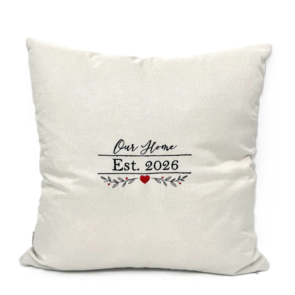 Our Home Est. 2026 Embroidered Pillow