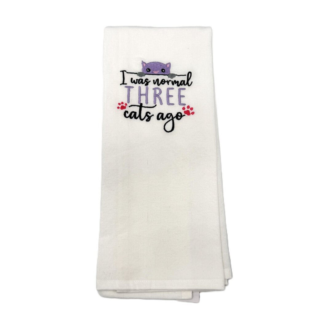 I was normal three cats ago Embroidered Towel
