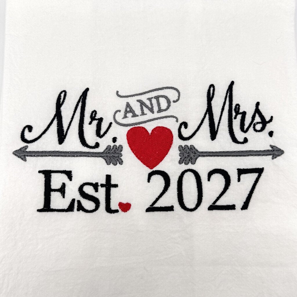 Mr. & Mrs. Est. 2027 Embroidered Towel