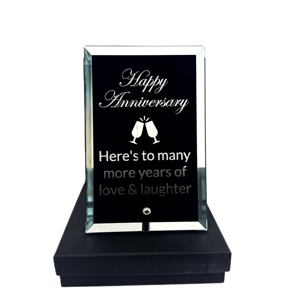 Black Glass Stand Alone Anniversary Plaque