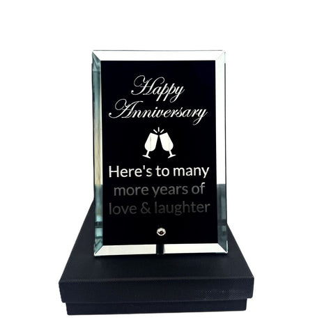 Black Glass Stand Alone Anniversary Plaque