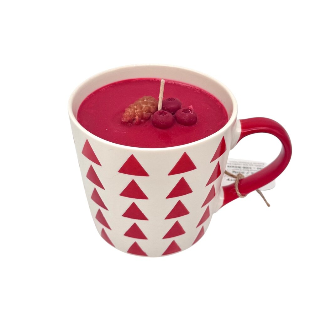 Cranberry Woods (Red Triangle Pattern Mug) - Mug Candle - 100% Soy Wax