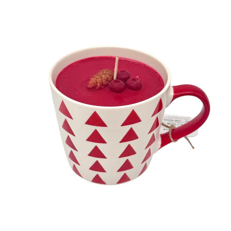 Cranberry Woods (Red Triangle Pattern Mug) - Mug Candle - 100% Soy Wax