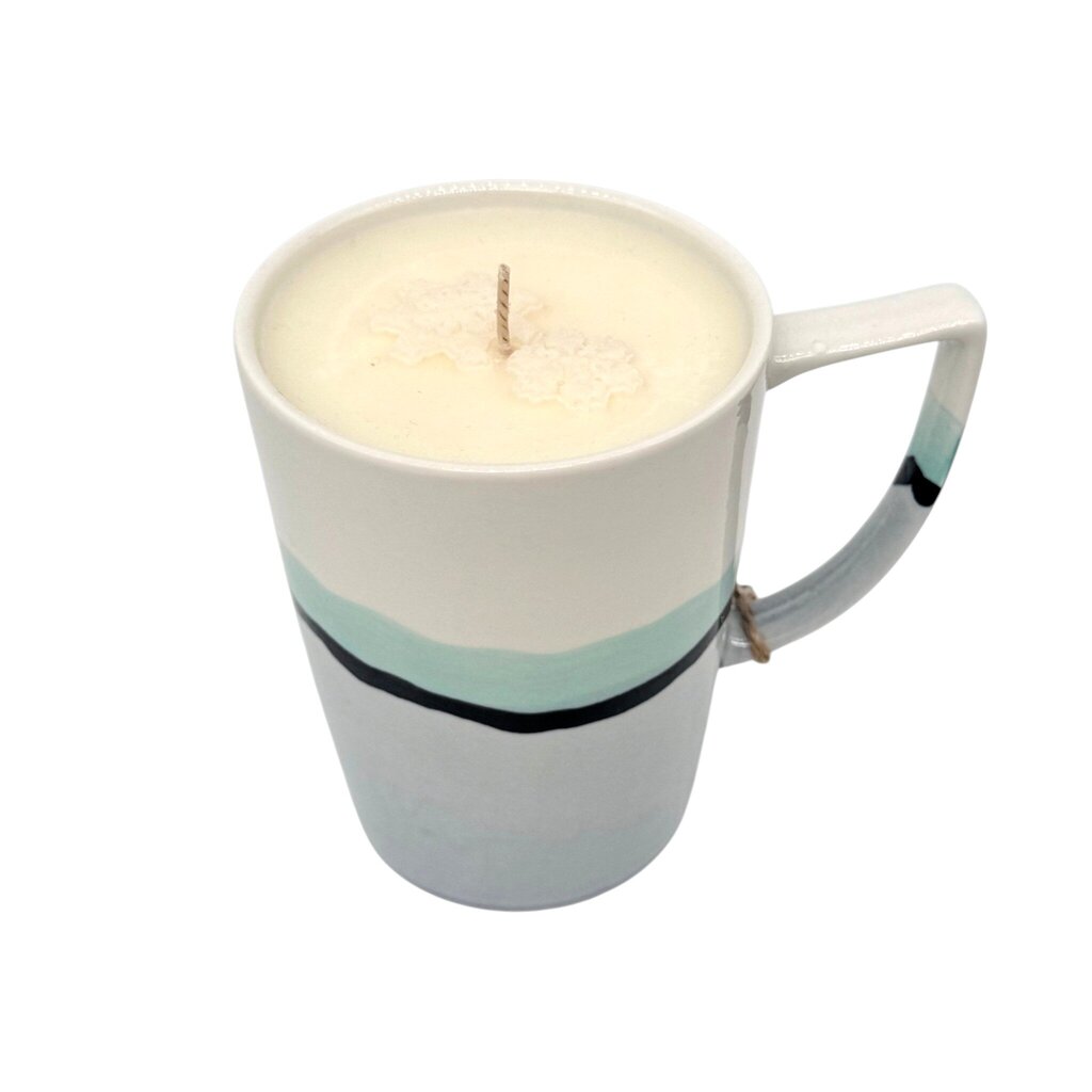 Snowdrift (Blue Green Porcelain Mug) - Mug Candle - 100% soy wax