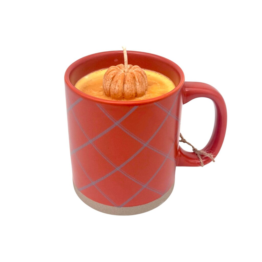 Pumpkin Spice Bread (Orange Crosshatch Mug) - Mug Candle - 100% soy wax