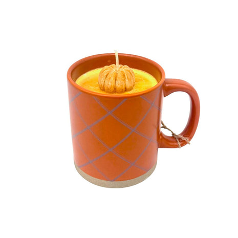 Pumpkin Spice Bread (Orange Crosshatch Mug) - Mug Candle - 100% soy wax
